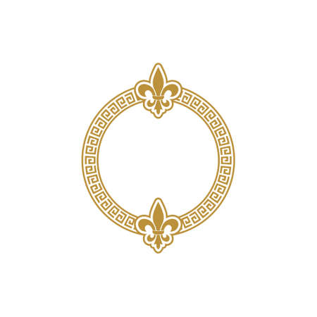 Golden round ornament isolated on white backgroundのイラスト素材