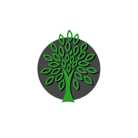 Decorative green tree and leaves isolated on white backgroundのイラスト素材