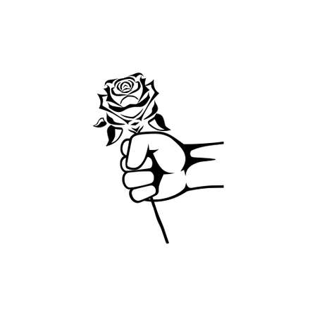 Rose flower in hand icon isolated on white backgroundのイラスト素材
