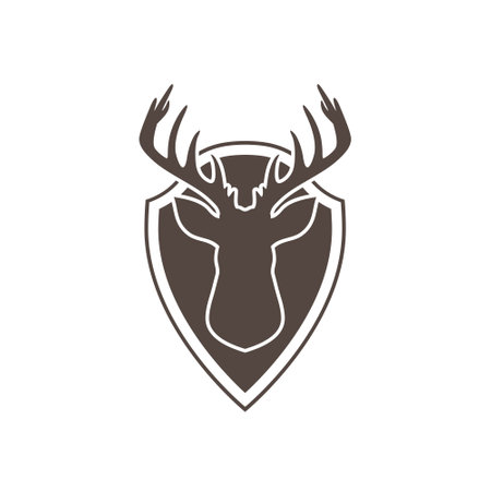 Shield and head deer logo design isolated on white backgroundのイラスト素材