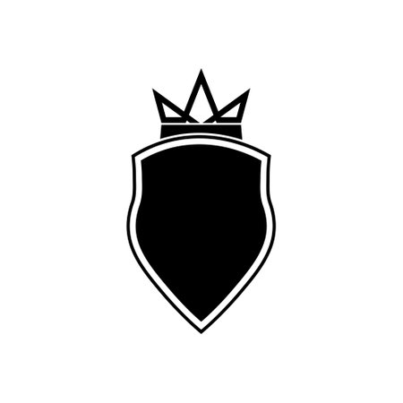 Shield logo with crown isolated on white backgroundのイラスト素材