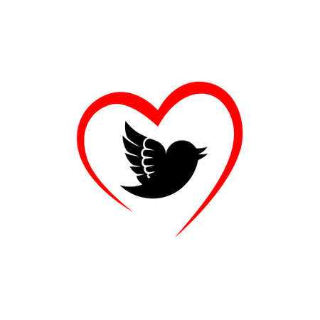 Bird in Heart icon isolated on white backgroundのイラスト素材