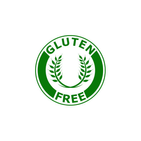 Gluten free green badge for diet control icon. Gluten free sign isolated on white backgroundのイラスト素材