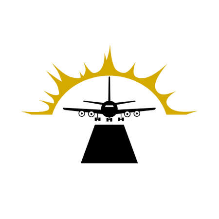 Landing runway icon on white backgroundのイラスト素材