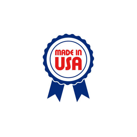 Made in USA badge with USA flag elements isolated on white backgroundのイラスト素材