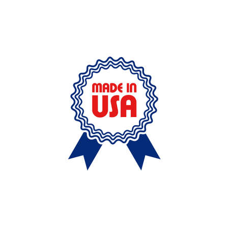 Made in USA badge with USA flag elements isolated on white backgroundのイラスト素材