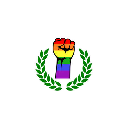 LGBT rainbow flag fist icon isolated on white backgroundのイラスト素材