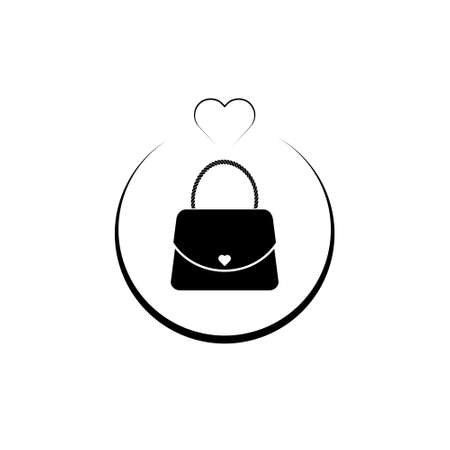 Female black handbag icon on white backgroundのイラスト素材