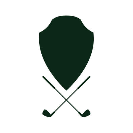 Golf Club Shield Emblem Flat Icon Isolated on white backgroundのイラスト素材