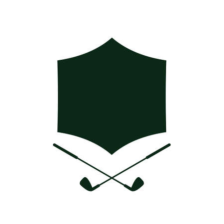 Golf Club Shield Emblem Flat Icon Isolated on white backgroundのイラスト素材