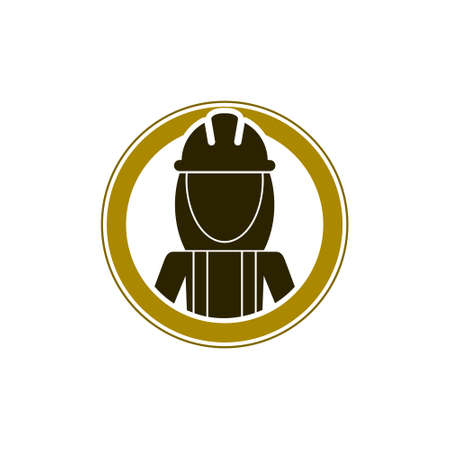 Woman builder icon isolated on white background. Woman construction worker iconのイラスト素材
