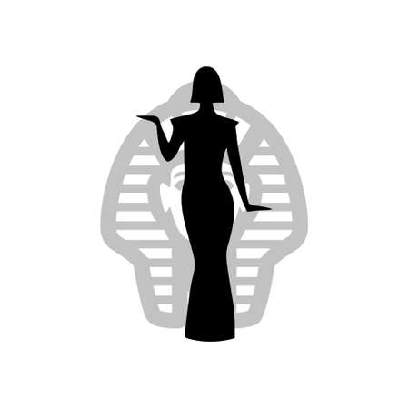 Egyptian silhouette icon. Queen Nefertiti. Cleopatra icon isolated on white backgroundのイラスト素材
