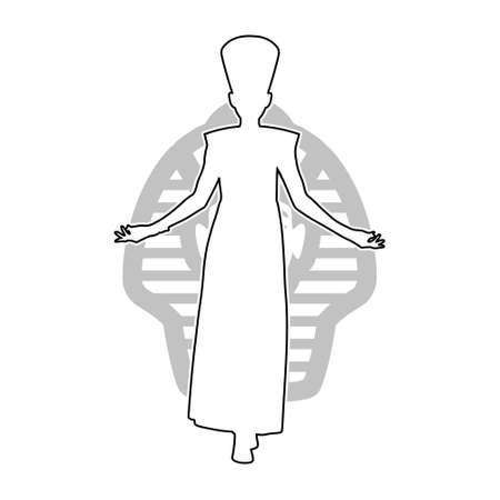 Egyptian silhouette icon. Queen Nefertiti. Cleopatra icon isolated on white backgroundのイラスト素材