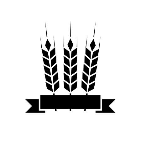 Icon with ribbon and wheat ears isolated on white backgroundのイラスト素材