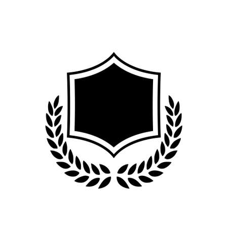 Shield with laurel wreath icon isolated on white backgroundのイラスト素材