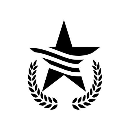 Laurel wreath with Award star icon isolated on white backgroundのイラスト素材