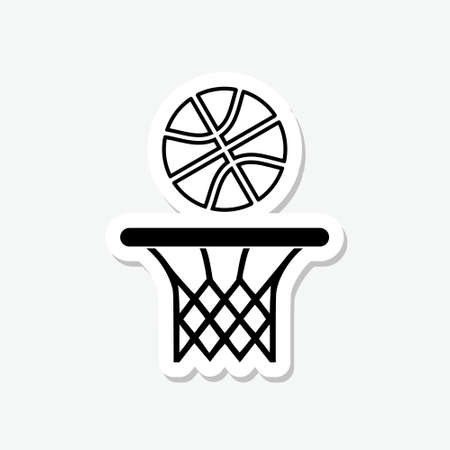 Basketball ball and basket sticker icon isolated on gray backgroundのイラスト素材