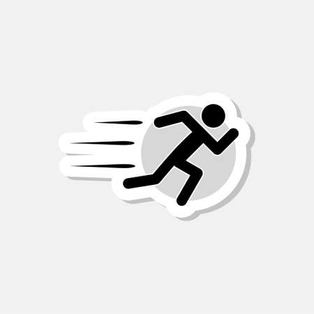 Running man sticker icon isolated on gray backgroundのイラスト素材