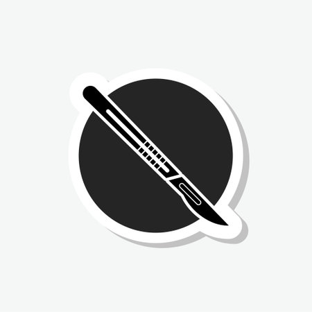 Scalpel sticker icon isolated on gray backgroundのイラスト素材