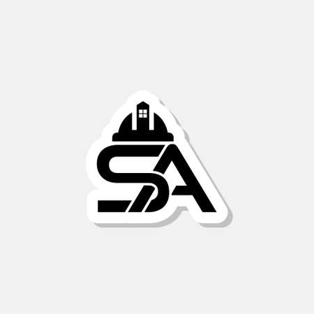 Initial letter SA logo template design isolated on gray backgroundのイラスト素材