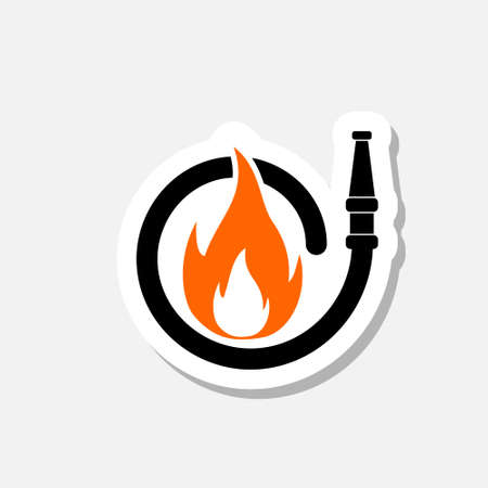 Fire station sticker icon on gray backgroundのイラスト素材