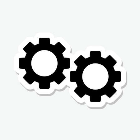 Gear sticker Icon isolated on gray backgroundのイラスト素材