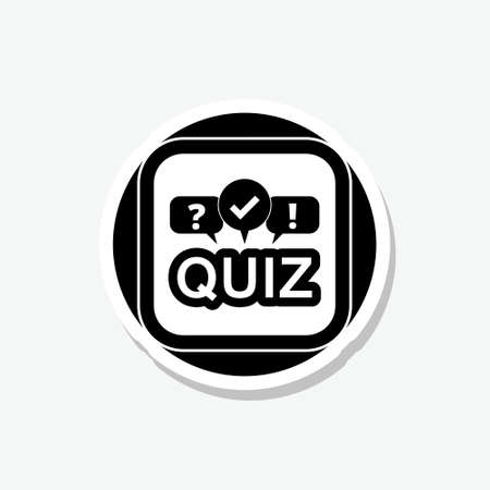 Quiz logo with speech bubble symbols sticker isolated on gray backgroundのイラスト素材