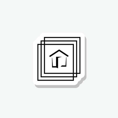 House Icon, House Icon Square sticker isolated on gray backgroundのイラスト素材