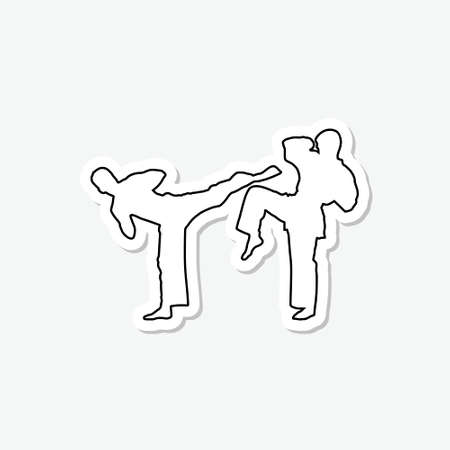 Karate kick sticker icon isolated on gray backgroundのイラスト素材