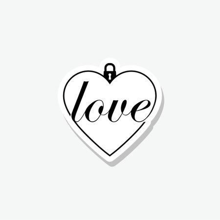 Love Heart Lock sticker isolated on gray backgroundのイラスト素材