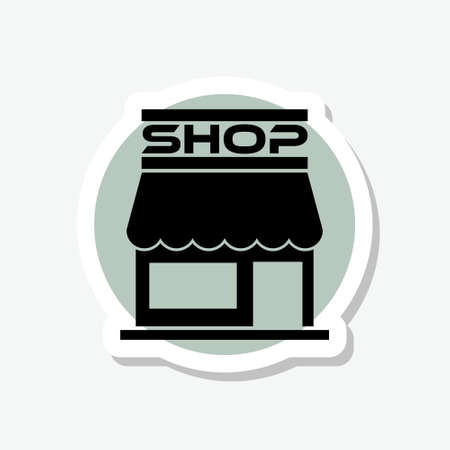 Shopping building or market store sticker icon isolated on gray backgroundのイラスト素材