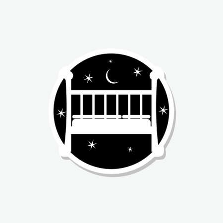 Baby crib sticker icon isolated on gray backgroundのイラスト素材