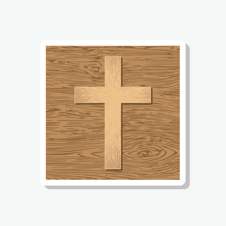 Christian cross sticker icon isolated on gray backgroundのイラスト素材