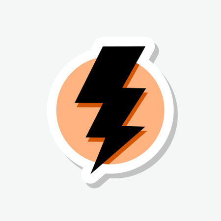 Lightning bolt sticker icon isolated on gray backgroundのイラスト素材