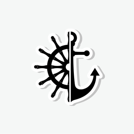Nautical logo sticker isolated on gray background