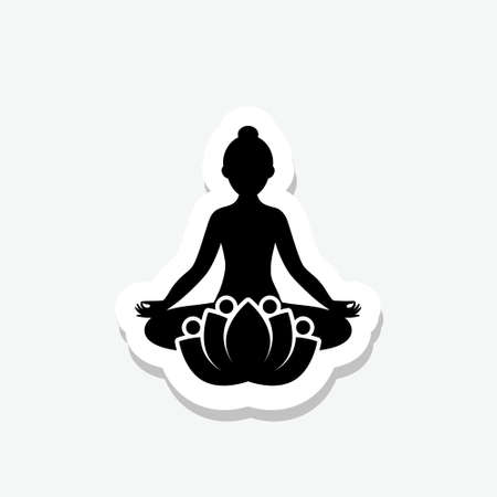 Yoga sticker icon isolated on gray backgroundのイラスト素材