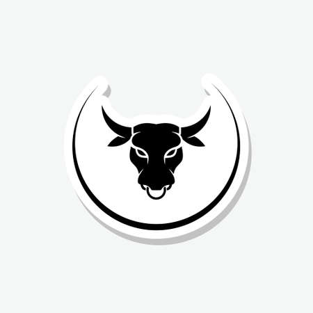 Bull head sticker logo Buffalo head logo isolated on gray backgroundのイラスト素材