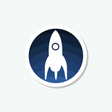 Rocket sticker icon isolated on gray backgroundのイラスト素材