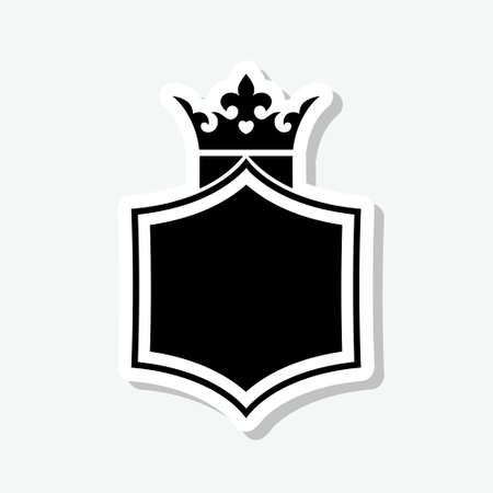 Crown shield logo sticker isolated on gray backgroundのイラスト素材