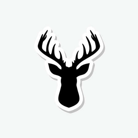 Deer head logo sticker icon isolated on gray backgroundのイラスト素材
