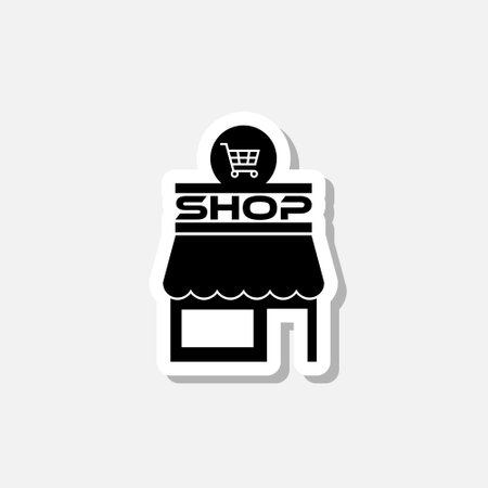 Shopping building or market store sticker icon isolated on gray backgroundのイラスト素材