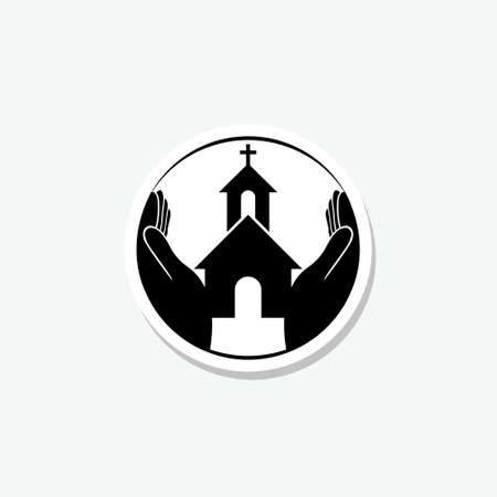 Church sticker icon isolated on gray backgroundのイラスト素材