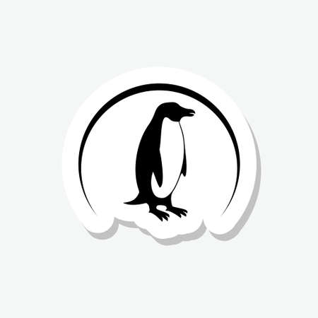 Penguin sticker icon isolated on gray backgroundのイラスト素材