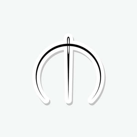 Needle and thread silhouette sticker icon isolated on gray backgroundのイラスト素材