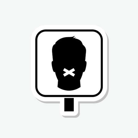 Quiet please sticker isolated on gray backgroundのイラスト素材