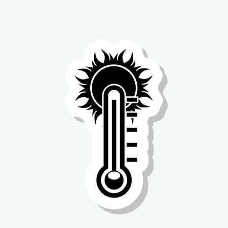 Thermometer sticker with sun isolated on gray backgroundのイラスト素材