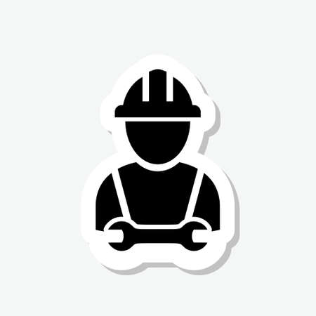 Construction builder sticker icon isolated on gray backgroundのイラスト素材