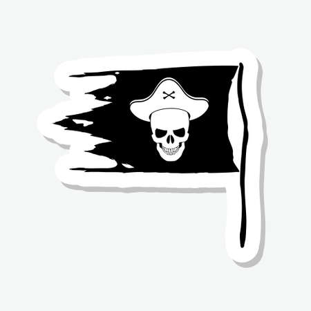 Pirate flag sticker icon isolated on gray backgroundのイラスト素材