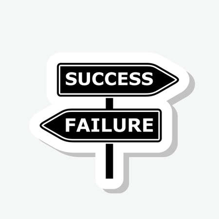 Failure or success signpost sticker isolated on gray backgroundのイラスト素材