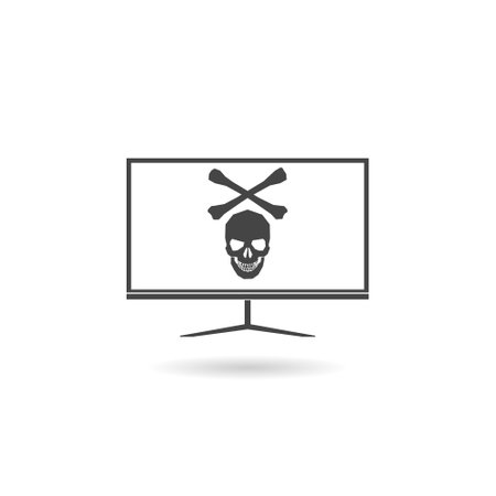 Cyber attack icon with shadowのイラスト素材
